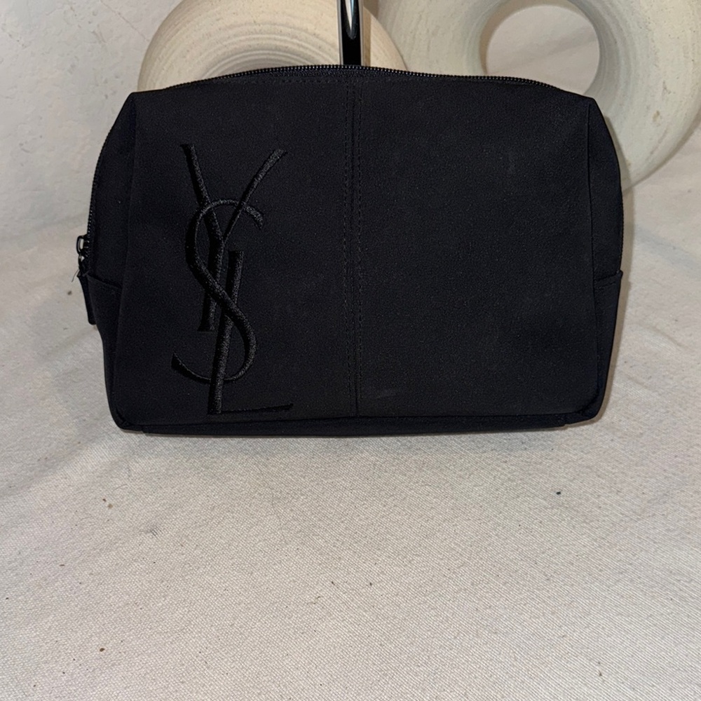 Authentic Yves Saint Laurent Black Cosmetic Bag with Embossed Logo - Picture 3 of 10